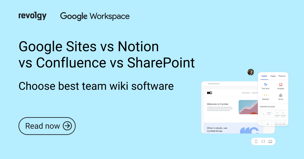 Google Sites team wiki preview image blue