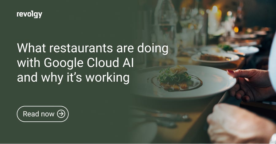 Green background with a photo of a meal at a high-end restaurant