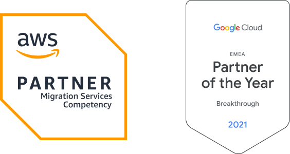 aws + google logo badges certifications revolgy
